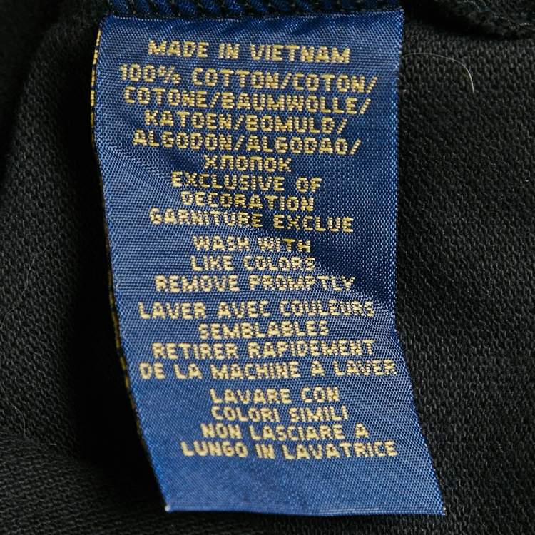 Pre Owned Polo Ralph Lauren Black Cotton Pique Skinny Polo T-Shirt XL