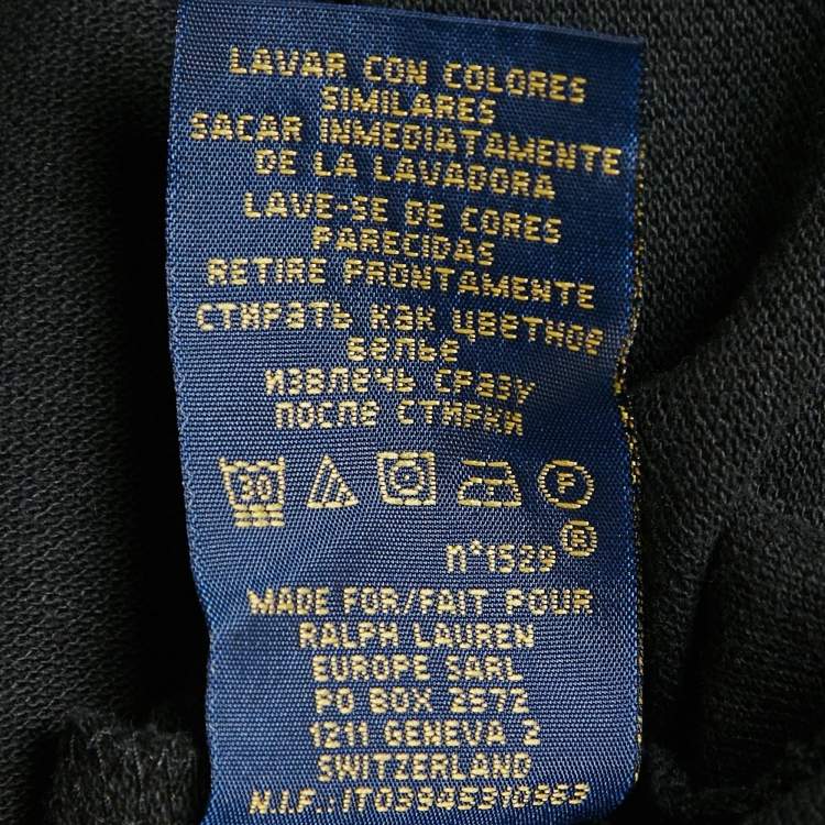 Pre Owned Polo Ralph Lauren Black Cotton Pique Skinny Polo T-Shirt XL