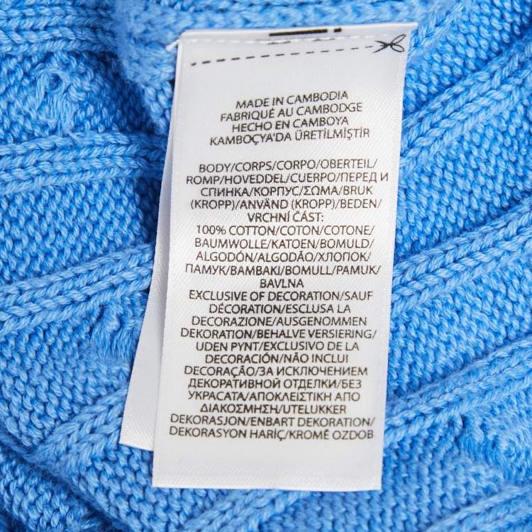 Pre Owned Polo Ralph Lauren Blue Cable Knit Long Sleeve Sweater XXL