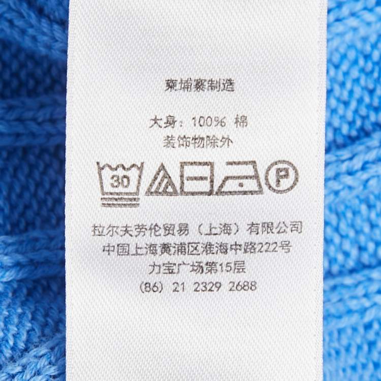 Pre Owned Polo Ralph Lauren Blue Cable Knit Long Sleeve Sweater XXL