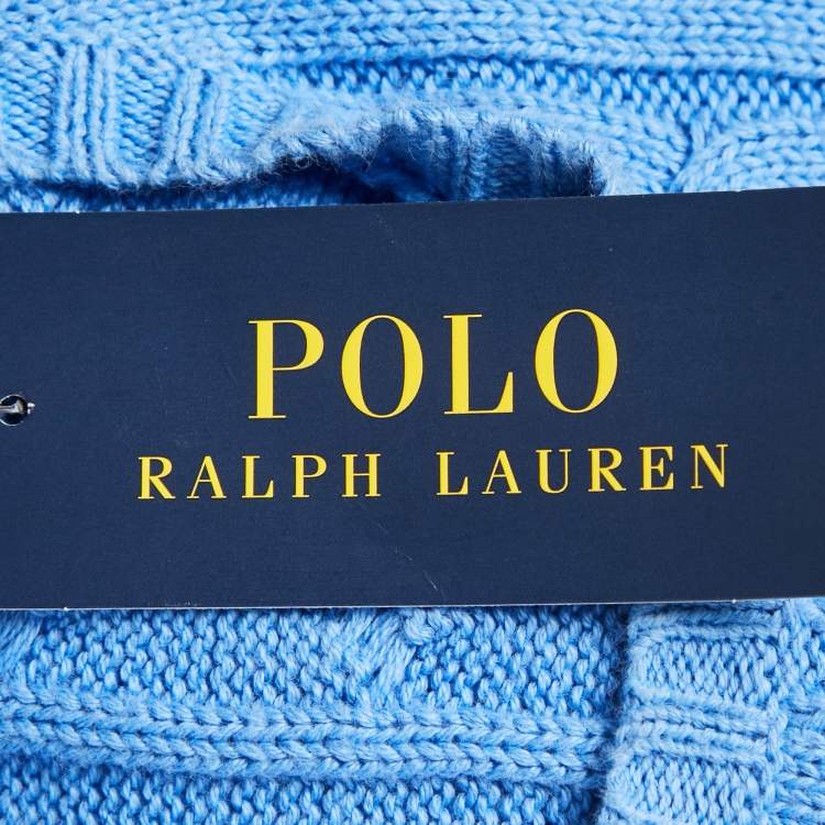 Pre Owned Polo Ralph Lauren Blue Cable Knit Long Sleeve Sweater XXL