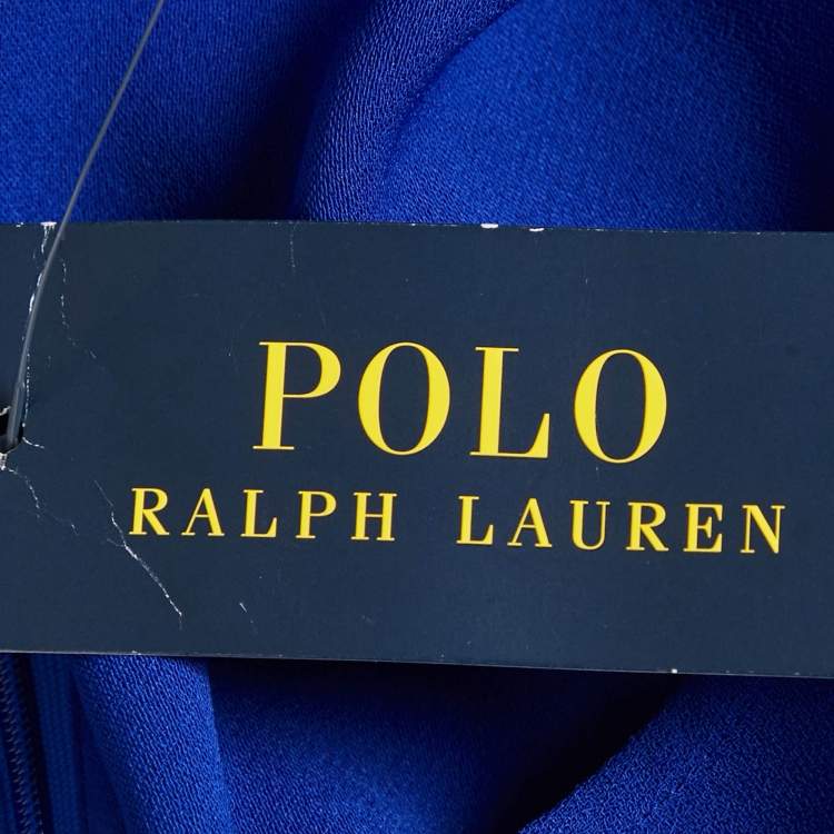 Pre Owned Polo Ralph Lauren Blue Crepe Shift Dress L