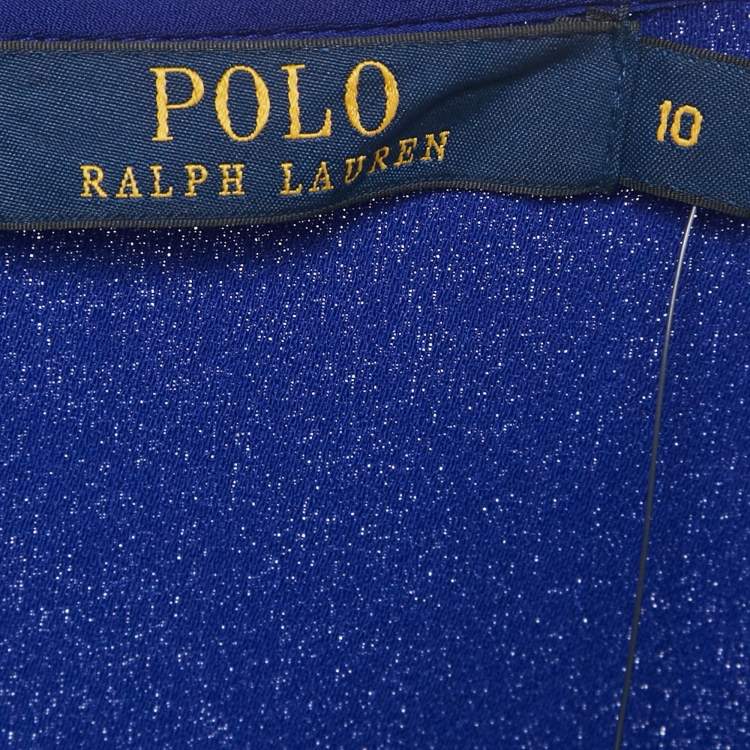 Pre Owned Polo Ralph Lauren Blue Crepe Shift Dress L