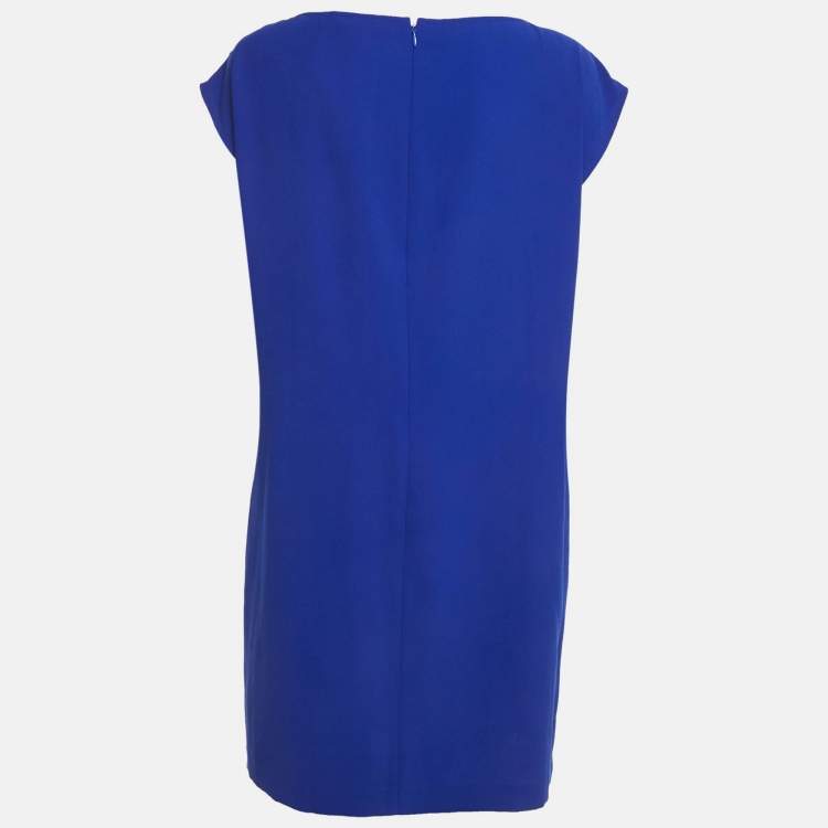 Pre Owned Polo Ralph Lauren Blue Crepe Shift Dress L