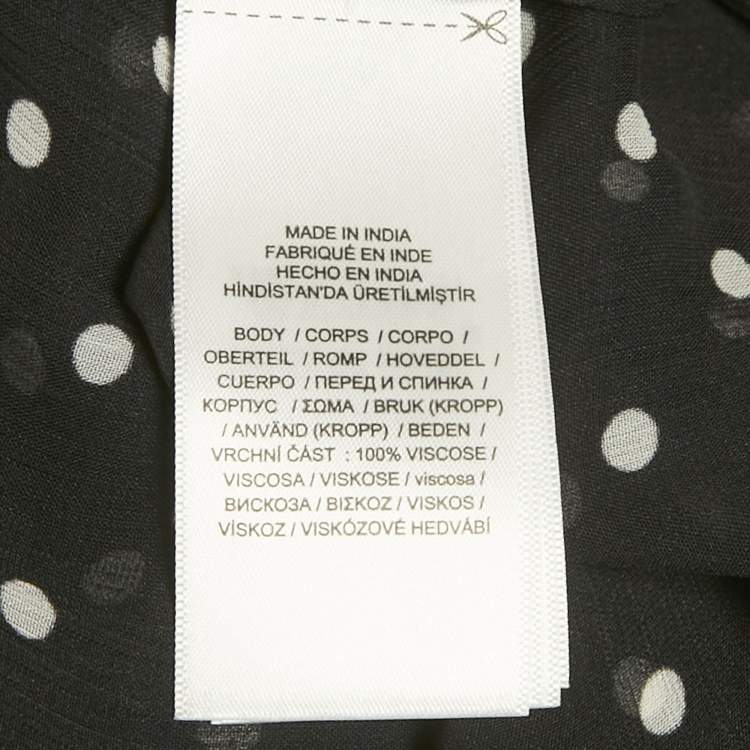 Pre Owned Polo Ralph Lauren Black Polka Dots Print Chiffon Blouse S