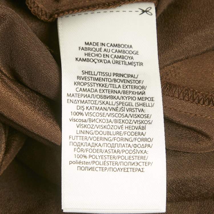 Pre Owned Polo Ralph Lauren Brown Floral Print Chiffon Ruffled Midi Skirt M