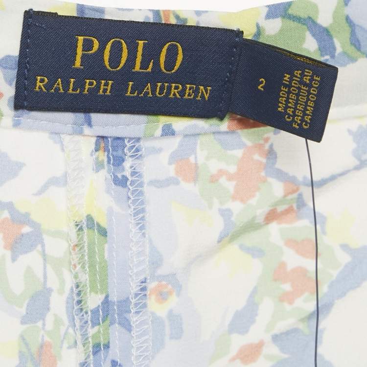 Pre Owned Polo Ralph Lauren Multicolor Floral Printed Crepe Wrap Mini Skirt S