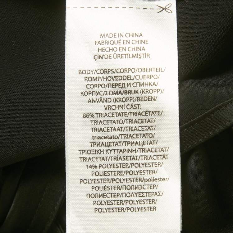 Pre Owned Polo Ralph Lauren Black Satin Plunging Neck Top L