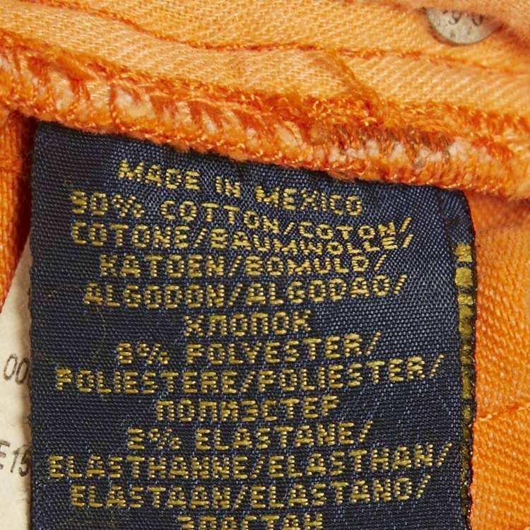 Pre Owned Polo Ralph Lauren Orange Denim Tompkins Skinny Crop Jeans M/Waist 28"