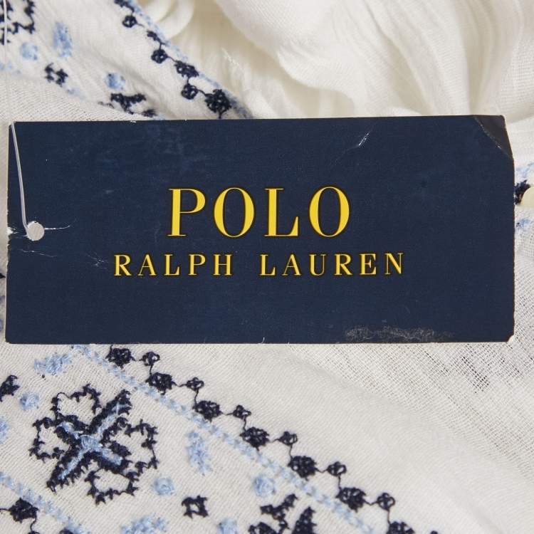 مملوكة مسبقًا Polo Ralph Lauren White Embroidered Cotton Playsuit L