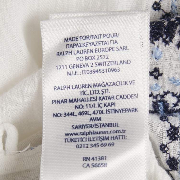 مملوكة مسبقًا Polo Ralph Lauren White Embroidered Cotton Playsuit L