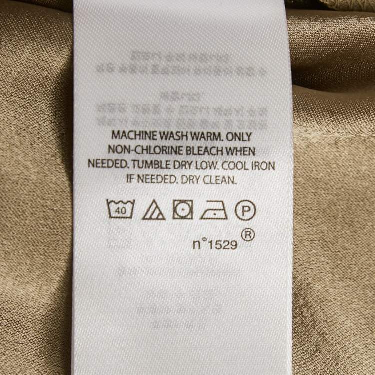 Pre Owned Polo Ralph Lauren Brown Satin Ruched Midi Skirt M