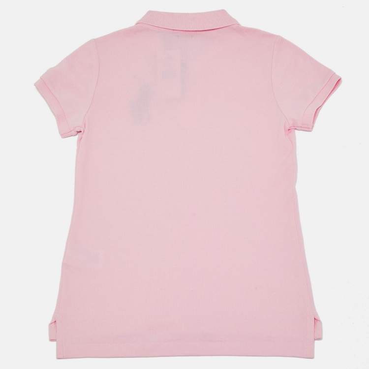 Pre Owned Polo Ralph Lauren Pink Cotton The Skinny Polo T-Shirt XS