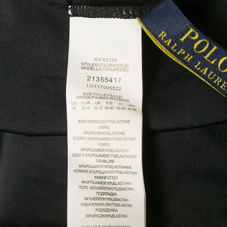 Pre Owned Polo Ralph Lauren Black Jersey Swimsuit M