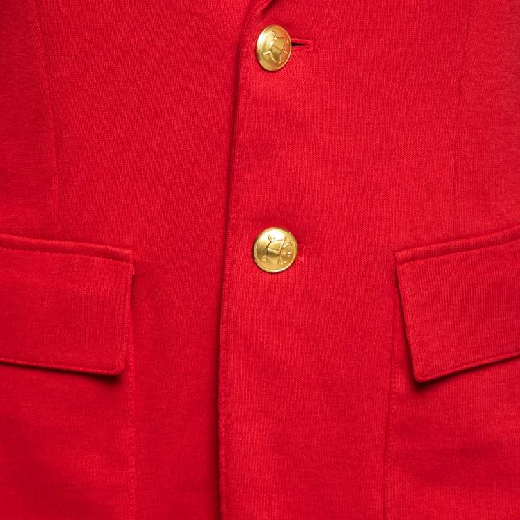 Pre Owned Polo Ralph Lauren Red Cotton Knit Blazer M