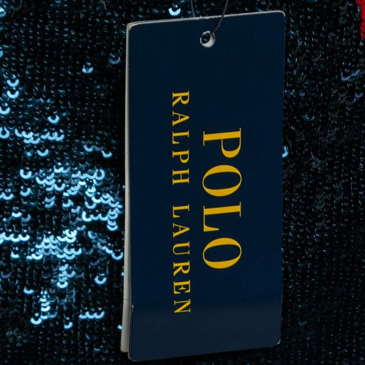 Pre Owned Polo Ralph Lauren Navy Blue & Red Sequin Embellished Short Skirt S