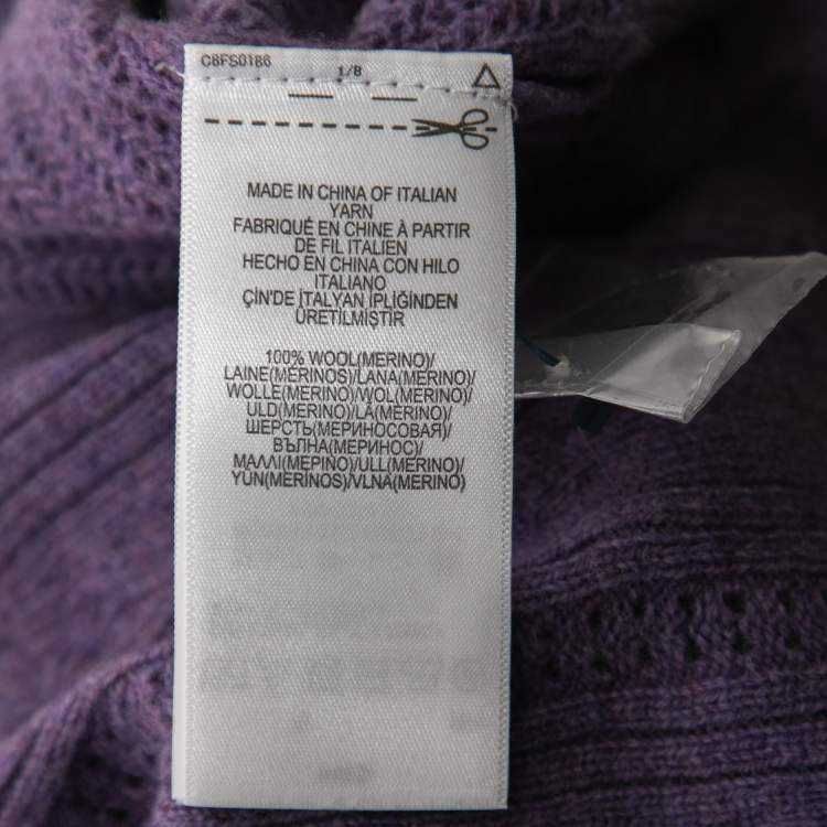 Pre Owned Polo Ralph Lauren Purple Merino Wool Ruffled Sweater L