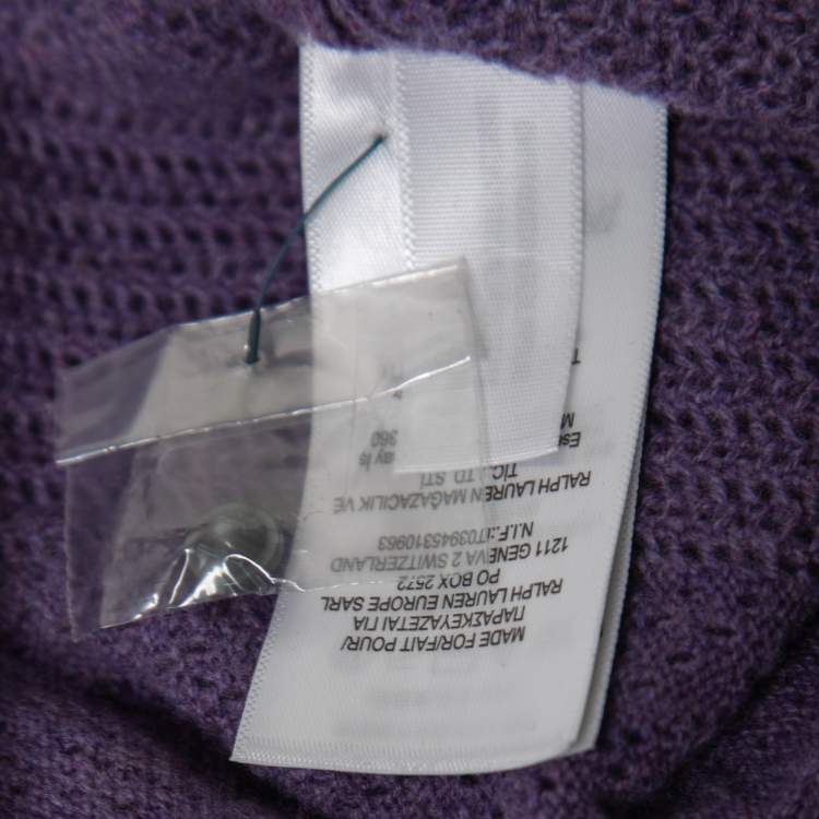 Pre Owned Polo Ralph Lauren Purple Merino Wool Ruffled Sweater L