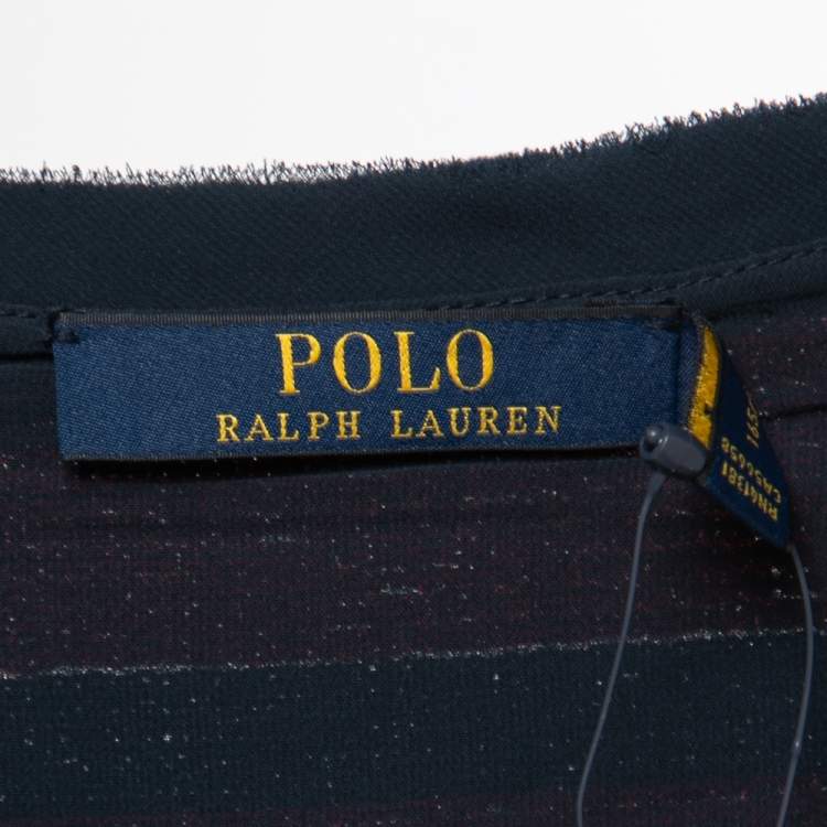 Pre Owned Polo Ralph Lauren Red & Blue Striped Sequined Tank Top M