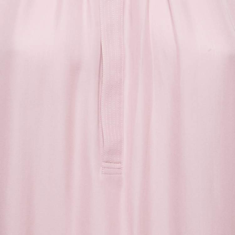 Pre Owned Polo Ralph Lauren Blush Pink Silk Blend Round Collar Blouse M