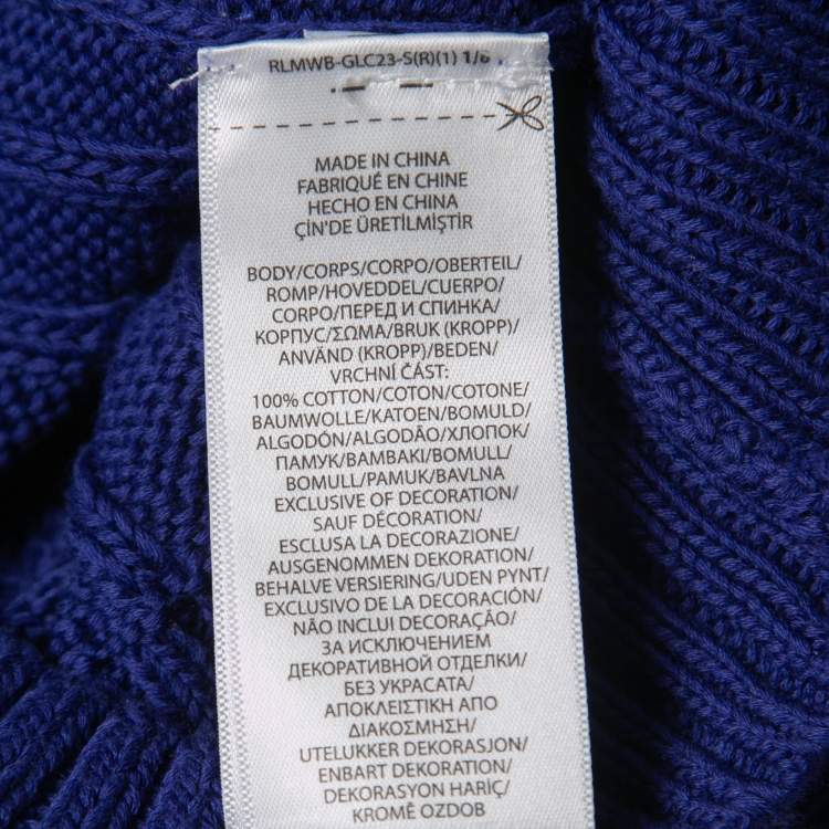 Pre Owned Polo Ralph Lauren Blue Cable Knit Beaded Sweater S