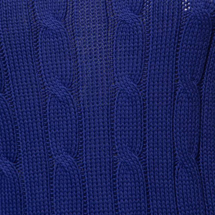 Pre Owned Polo Ralph Lauren Blue Cable Knit Beaded Sweater S