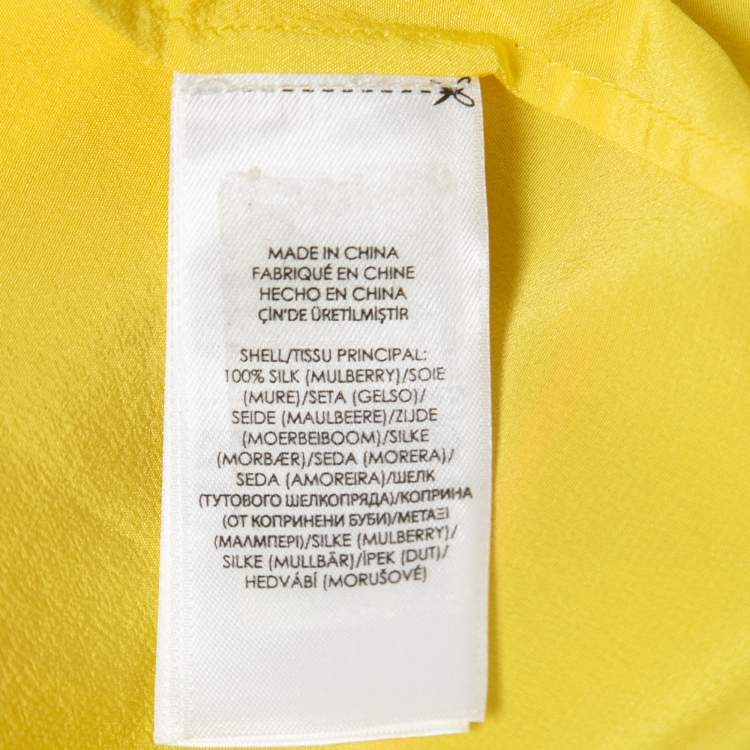Pre Owned Polo Ralph Lauren Yellow Silk Short Sleeve Blouse XL
