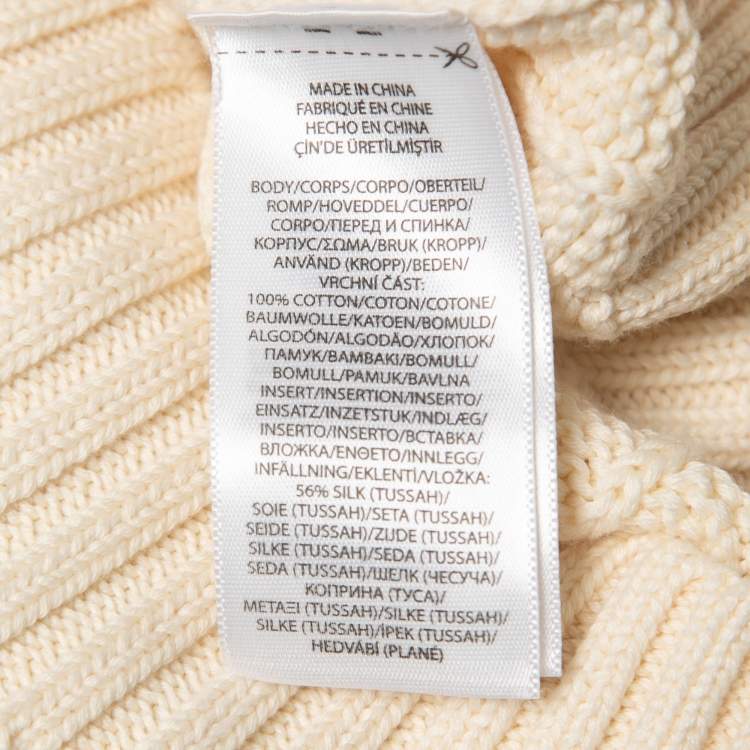 مملوكة مسبقًا Polo Ralph Lauren Cream Striped Cable Knit Sweater S