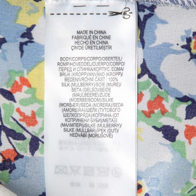 Pre Owned Polo Ralph Lauren Blue Floral Printed Silk Maxi Dress S