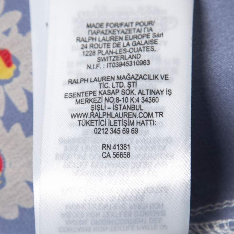 Pre Owned Polo Ralph Lauren Blue Floral Printed Silk Maxi Dress S
