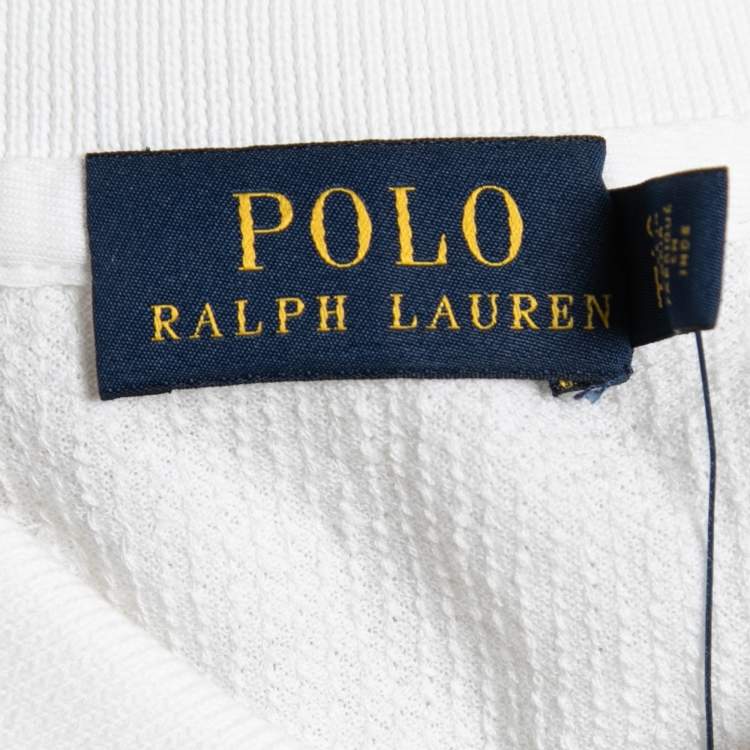Pre Owned Polo Ralph Lauren White Sequined Polo T-Shirt S 