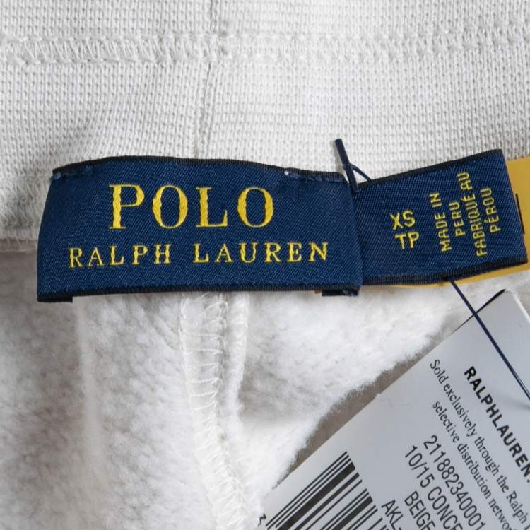 Pre Owned Polo Ralph Lauren Cream Knit Sports Jogger Pants XS