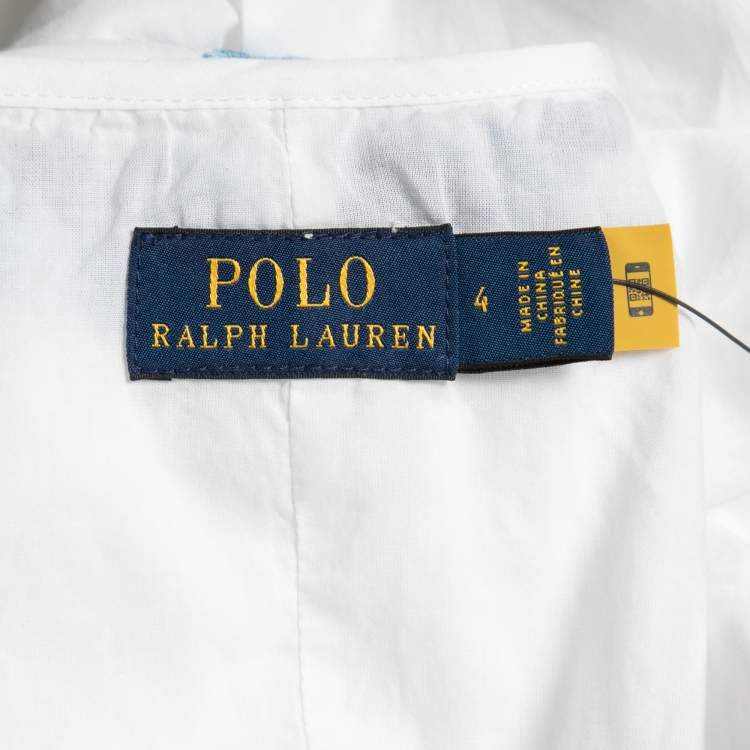 Pre Owned Polo Ralph Lauren White Cotton Floral Embroidered Top S
