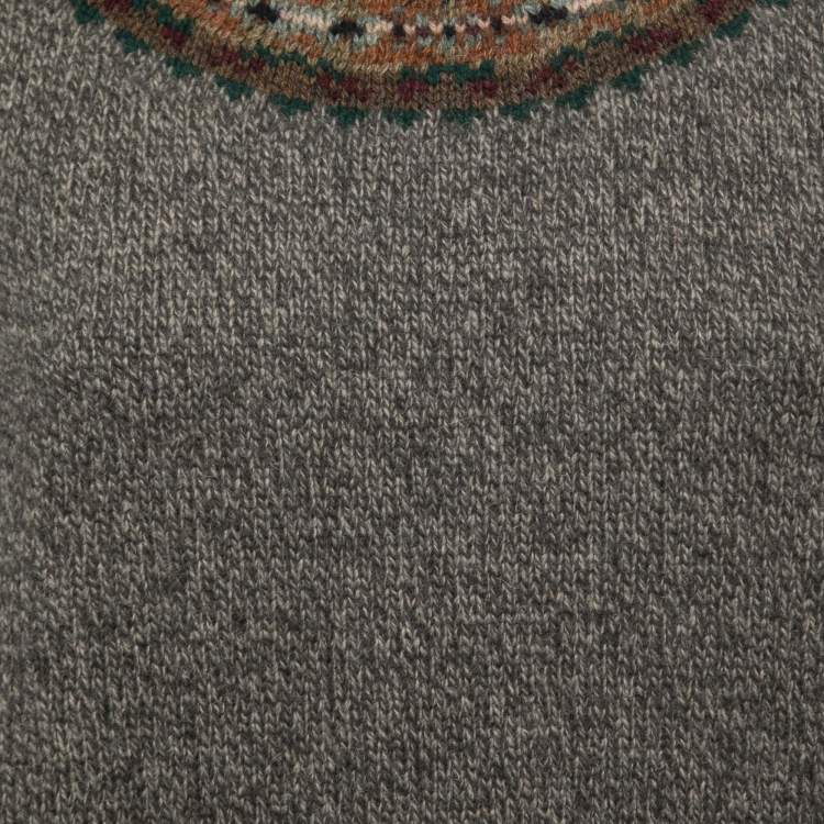 Pre Owned Polo Ralph Lauren Olive Green Wool Knit Long Sleeve Sweater L