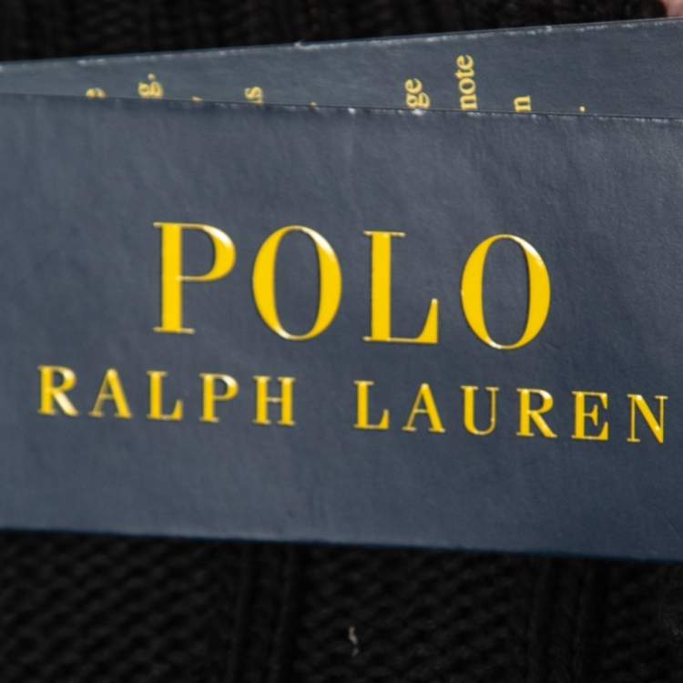 Pre Owned Polo Ralph Lauren Multicolor Cotton Cable Knit Crew Neck Sweater L