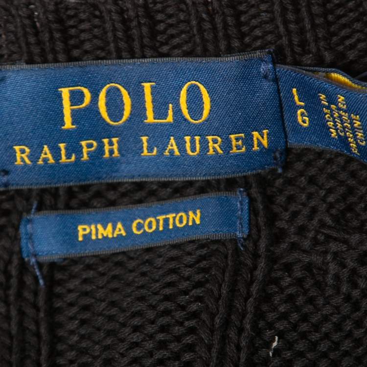 Pre Owned Polo Ralph Lauren Multicolor Cotton Cable Knit Crew Neck Sweater L