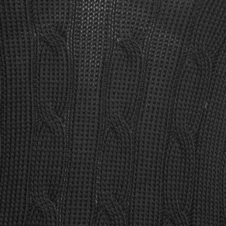 Pre Owned Polo Ralph Lauren Black Logo Embroidered Cable Knit V-Neck Sweater S