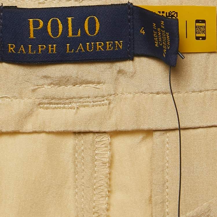 Pre Owned Polo Ralph Lauren Beige Silk Belted Shorts S