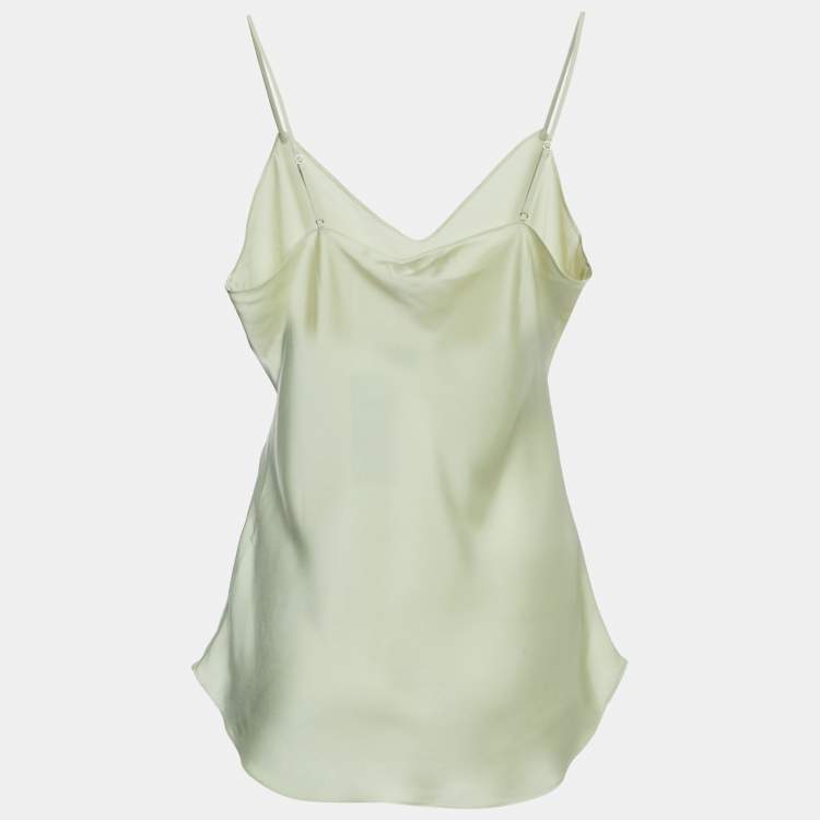 Pre Owned Polo Ralph Lauren Light Green Satin Sleeveless Top M   
