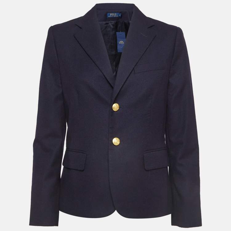 Pre Owned Polo Ralph Lauren Navy Blue Wool Single Breasted Blazer M