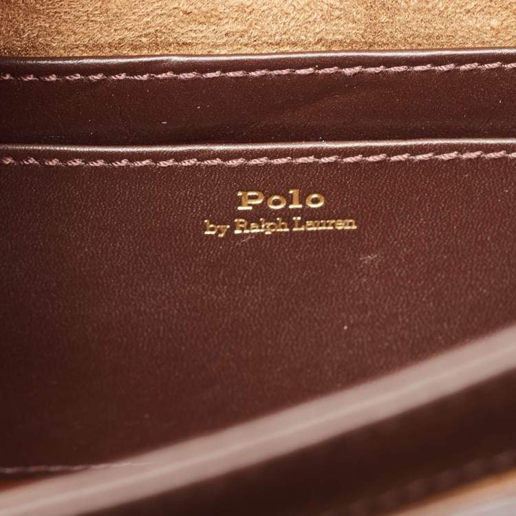 مملوكة مسبقًا Polo Ralph Lauren Brown Croc Embossed Leather Saddle Crossbody Bag