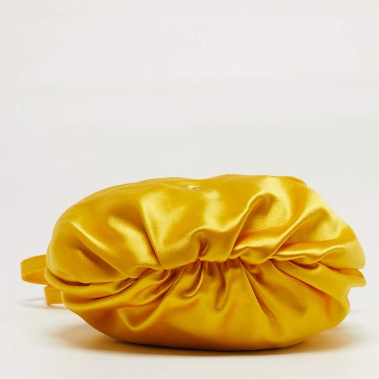 Pre Owned Polo Ralph Lauren Big Pony Mustard Satin Drawstring Bucket Bag