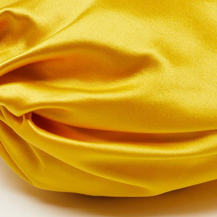 Pre Owned Polo Ralph Lauren Big Pony Mustard Satin Drawstring Bucket Bag