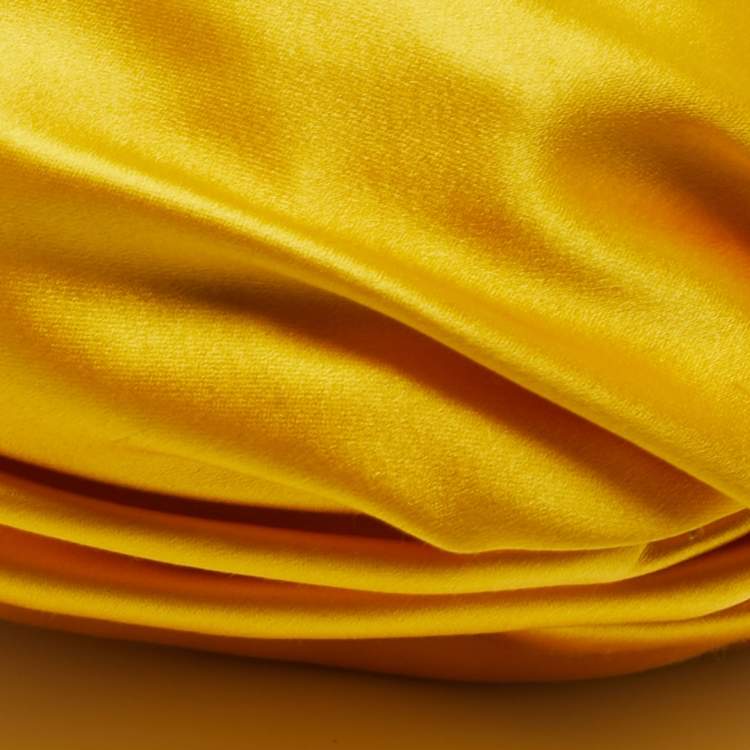 Pre Owned Polo Ralph Lauren Big Pony Mustard Satin Drawstring Bucket Bag