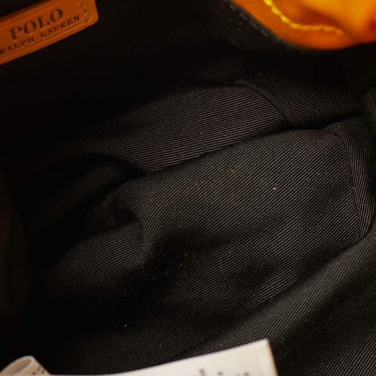Pre Owned Polo Ralph Lauren Big Pony Mustard Satin Drawstring Bucket Bag