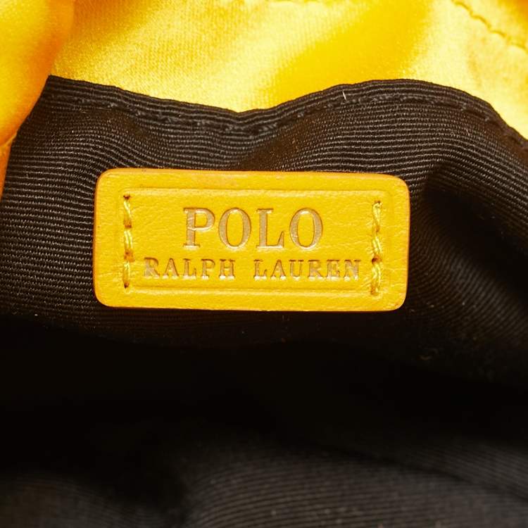 Pre Owned Polo Ralph Lauren Big Pony Mustard Satin Drawstring Bucket Bag