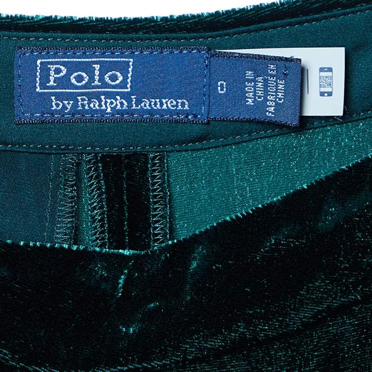 Pre Owned Polo Ralph Lauren Green Velvet Loose Pants XS