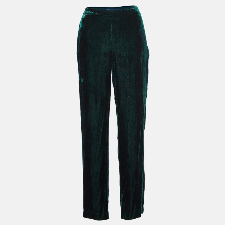 Pre Owned Polo Ralph Lauren Green Velvet Loose Pants XS