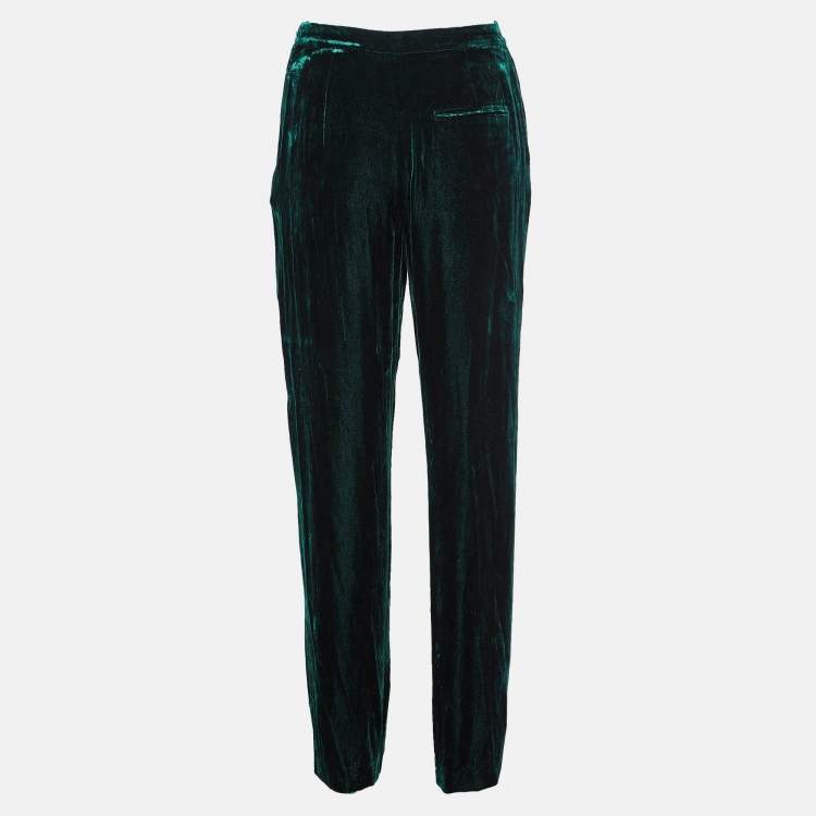Pre Owned Polo Ralph Lauren Green Velvet Loose Pants XS