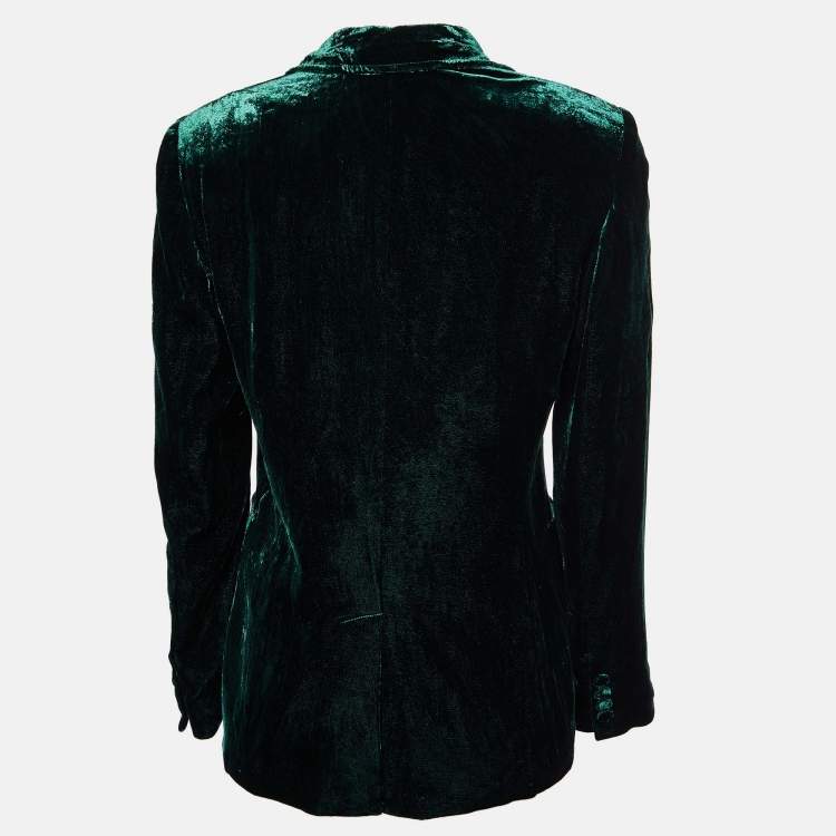 Pre Owned Polo Ralph Lauren Green Velvet Single Breasted Blazer S